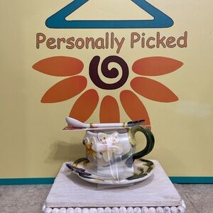 Corner Ruby Teacup and Saucer Set